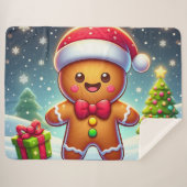 Schattigee grillige kerst/winter peperkoek man sherpa deken (Voorkant (horizontaal))