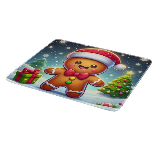 Schattigee grillige kerst/winter peperkoek man snijplank (Hoek)