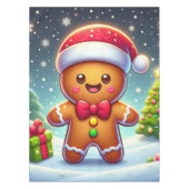 Schattigee grillige kerst/winter peperkoek man tafelkleed (Voorkant)