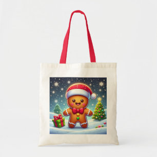 Schattigee grillige kerst/winter peperkoek man tote bag