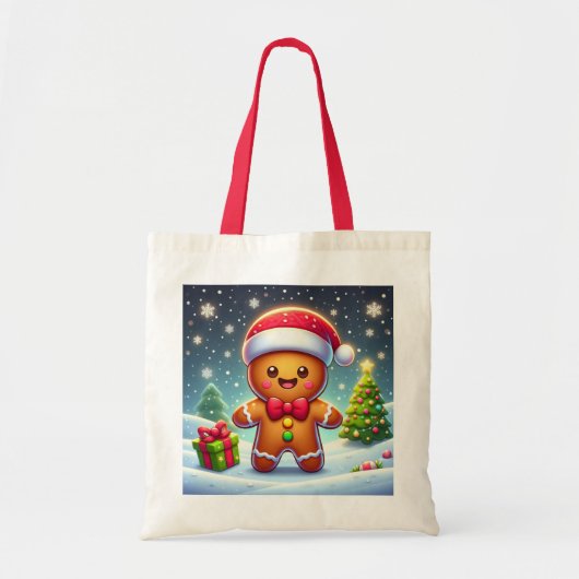 Schattigee grillige kerst/winter peperkoek man tote bag (Voorkant)