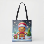 Schattigee grillige kerst/winter peperkoek man tote bag (Voorkant)
