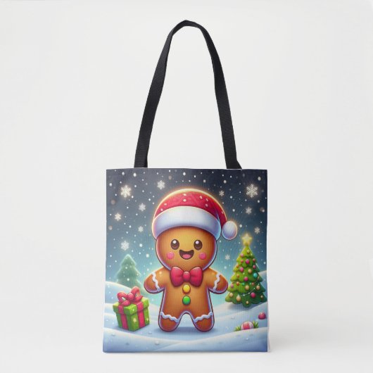Schattigee grillige kerst/winter peperkoek man tote bag (Voorkant)
