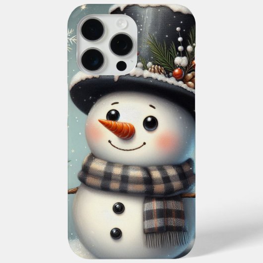 Schattigee grillige kerst/wintersneeuwman Case-Mate iPhone case (Achterkant)