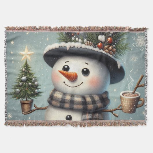 Schattigee grillige kerst/wintersneeuwman deken (Voorkant)