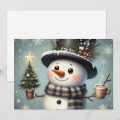 Schattigee grillige kerst/wintersneeuwman feestdagenkaart (Voorkant / Achterkant)