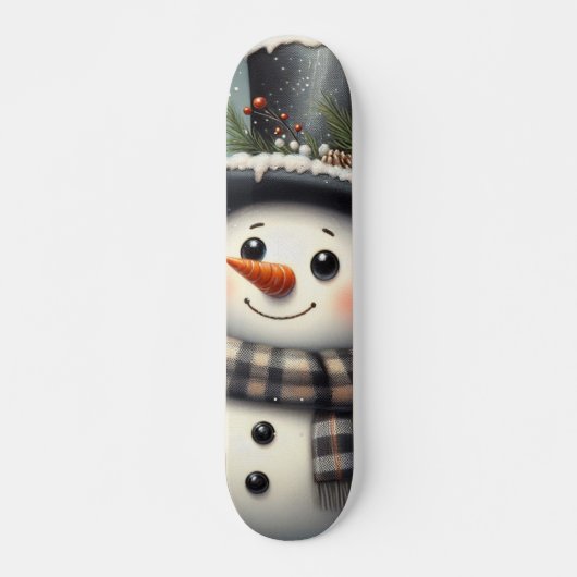 Schattigee grillige kerst/wintersneeuwman persoonlijk skateboard (Voorkant)