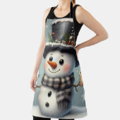 Schattigee grillige kerst/wintersneeuwman schort (Insitu)