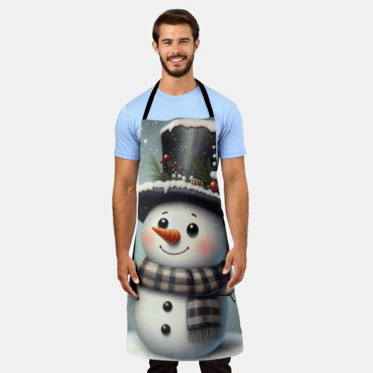Schattigee grillige kerst/wintersneeuwman schort (Gedragen)