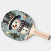Schattigee grillige kerst/wintersneeuwman tafeltennisbatje (Zijkant)