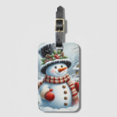 Schattigee,  / grillige kerst / wintersneeuwpop bagagelabel (Voorkant (verticaal))