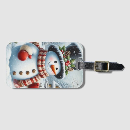 Schattigee,  / grillige kerst / wintersneeuwpop bagagelabel (Voorkant (horizontaal))