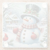 Schattigee, / grillige kerst / wintersneeuwpop glazen onderzetter (Achterkant)