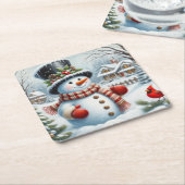 Schattigee, / grillige kerst / wintersneeuwpop kartonnen onderzetters (Schuin)