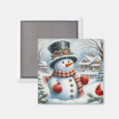 Schattigee,  / grillige kerst / wintersneeuwpop magneet (Voorkant / Achterkant)