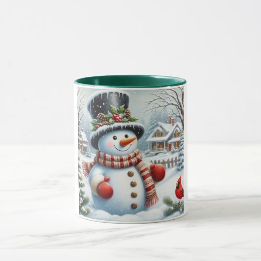 Schattigee,  / grillige kerst / wintersneeuwpop mok (Midden)