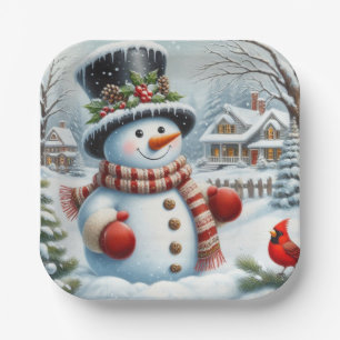 Schattigee,  / grillige kerst / wintersneeuwpop papieren bordje
