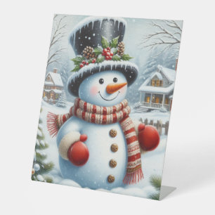 Schattigee,  / grillige kerst / wintersneeuwpop reclamebord met voetstuk