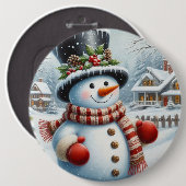 Schattigee,  / grillige kerst / wintersneeuwpop ronde button 6,0 cm (Voorkant /achterkant)