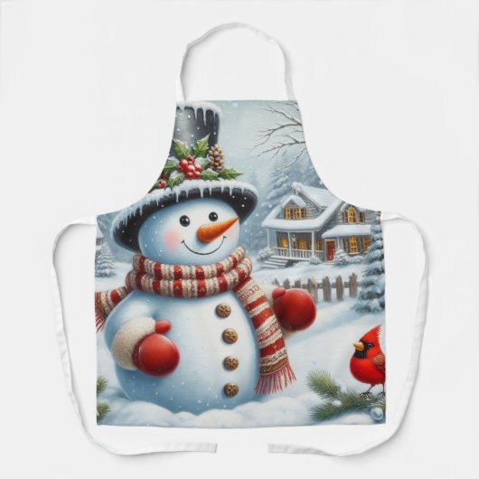 Schattigee,  / grillige kerst / wintersneeuwpop schort (Voorkant)