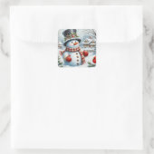 Schattigee, / grillige kerst / wintersneeuwpop vierkante sticker (Tas)