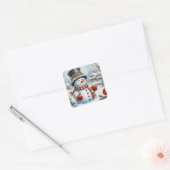 Schattigee, / grillige kerst / wintersneeuwpop vierkante sticker (Envelop)