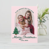 Schattigee grillige kerstboom aangepaste foto feestdagenkaart (Staand voorkant)