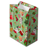 Schattigee grillige kerstkerstman peperkoek Snoep Medium Cadeauzakje (Achterkant Gekanteld)