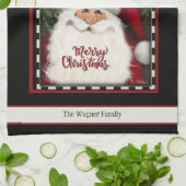 Schattigee grillige kerstman gepersonaliseerde ker theedoek (Gevouwen)