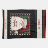 Schattigee grillige kerstman gepersonaliseerde ker theedoek (Horizontaal)