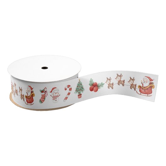 Schattigee grillige kerstman rendier grosgrain lint (Spoel)