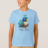 Schattigee grillige Kinderen Peacock Bird Cartoon  T-shirt (Voorkant)