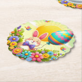 Schattigee, grillige & kleurrijke paashaas kartonnen onderzetters (Gekanteld)