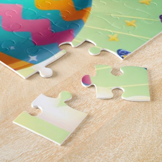 Schattigee, grillige & kleurrijke paashaas legpuzzel (Zijkant)