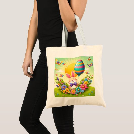 Schattigee, grillige & kleurrijke paashaas tote bag (Voorkant (product))