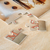 Schattigee grillige lantaarns sneeuwman kerstpuzze legpuzzel (Zijkant)