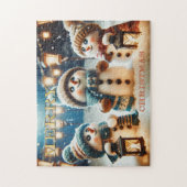 Schattigee grillige lantaarns sneeuwman kerstpuzze legpuzzel (Verticaal)