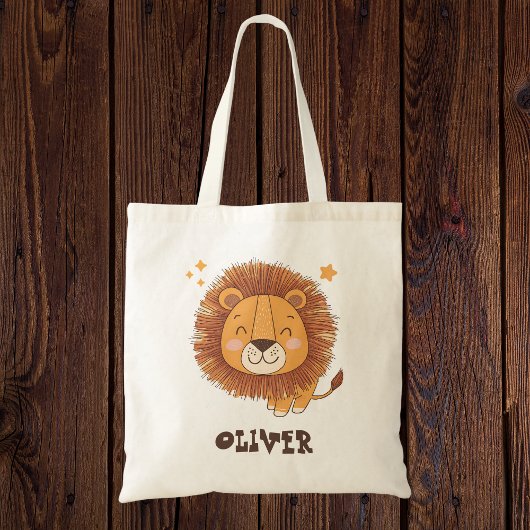 Schattigee grillige leeuw tote bag