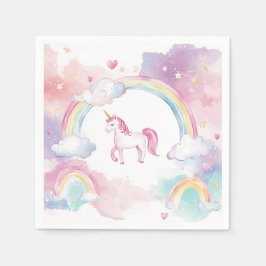 Schattigee grillige magische eenhoorn verjaardagsf servet