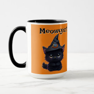 Schattigee grillige magische Halloween zwarte kat Mok