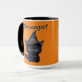 Schattigee grillige magische Halloween zwarte kat Mok (Voorkant links)