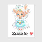 Schattigee grillige meisje fee fantasie Cartoon Gr Sticker (Vel)