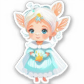 Schattigee grillige meisje fee fantasie Cartoon Gr Sticker (Voorkant)