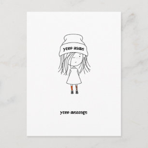 Schattigee grillige meisje Pet Cartoon Briefkaart