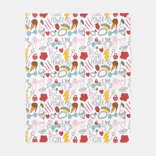 Schattigee grillige meisje power doedel retro fleece deken (Voorkant)