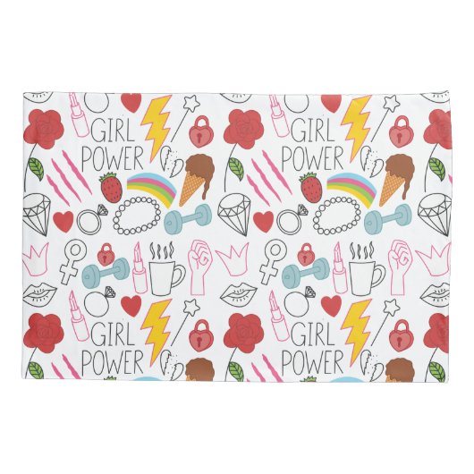 Schattigee grillige meisje power doedel retro kussensloop (Achterkant)