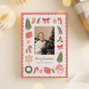 Schattigee grillige met de hand getekende kerstpic feestdagenkaart