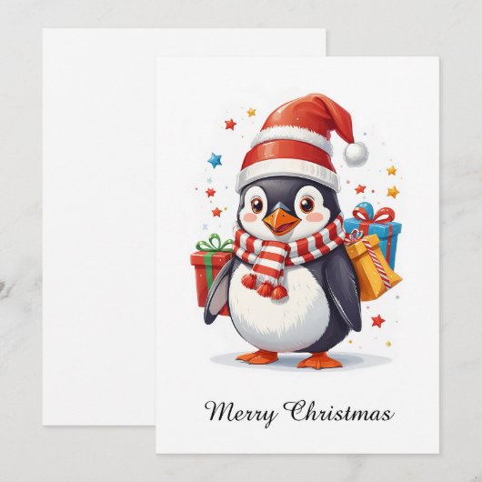 Schattigee grillige niet-foto Dier Vrolijk Kerstfe Feestdagenkaart (Voorkant / Achterkant)