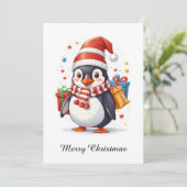 Schattigee grillige niet-foto Dier Vrolijk Kerstfe Feestdagenkaart (Staand voorkant)
