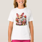 Schattigee grillige paashaas met mand t-shirt (Voorkant)